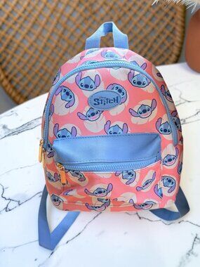 Disney Stitch Mini Backpack Blue and Pink Faux Leather